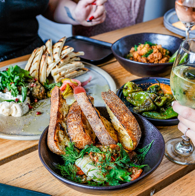 A Fresh Garden Salad with Toasted Bread Pieces